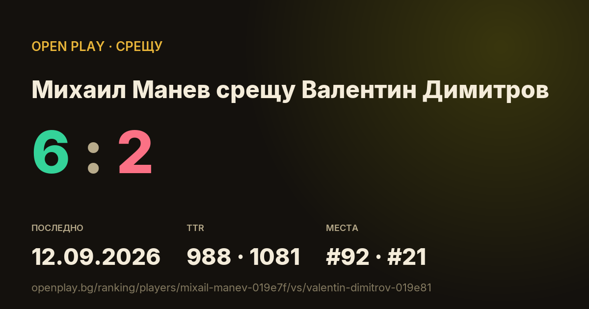 Михаил Манев срещу Валентин Димитров в OPEN PLAY