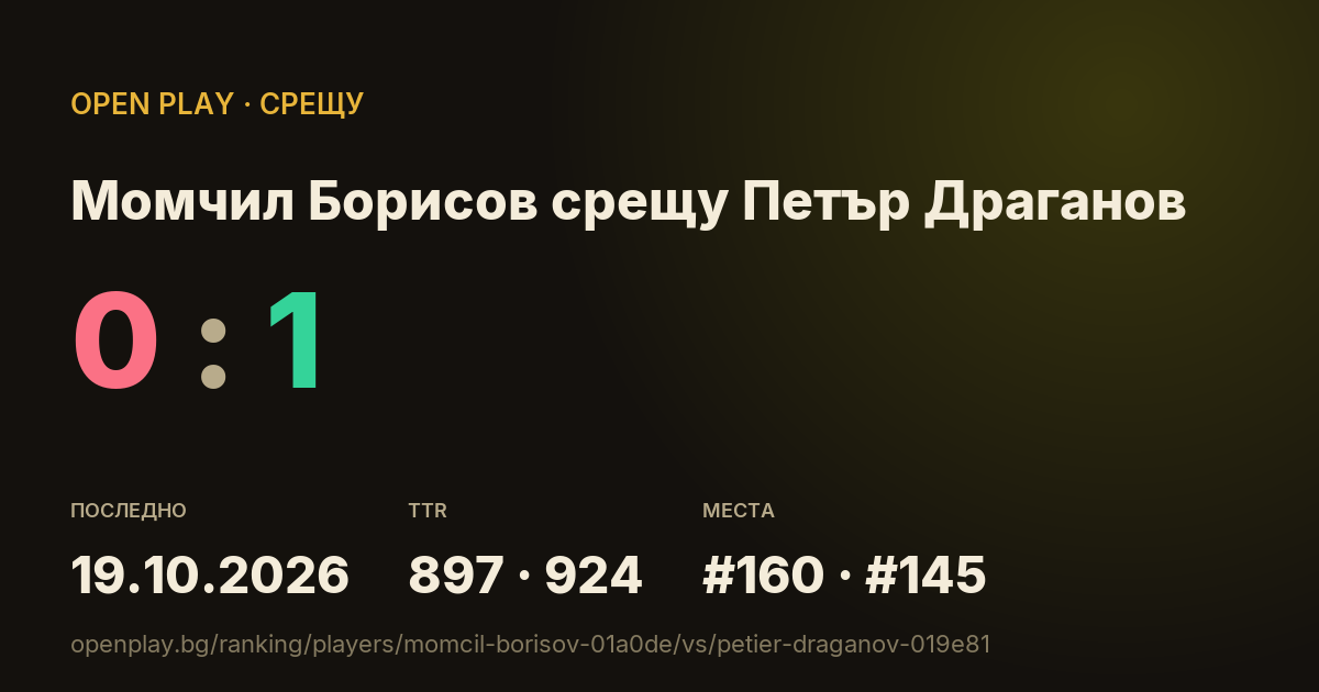 Момчил Борисов срещу Петър Драганов в OPEN PLAY