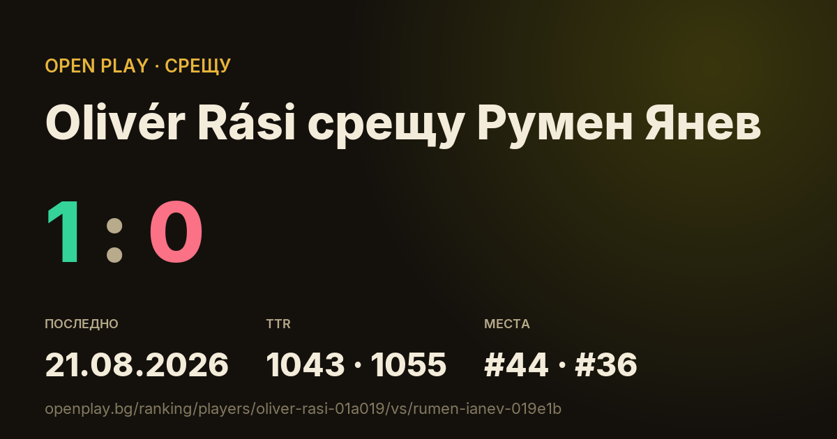 Olivér Rási срещу Румен Янев в OPEN PLAY