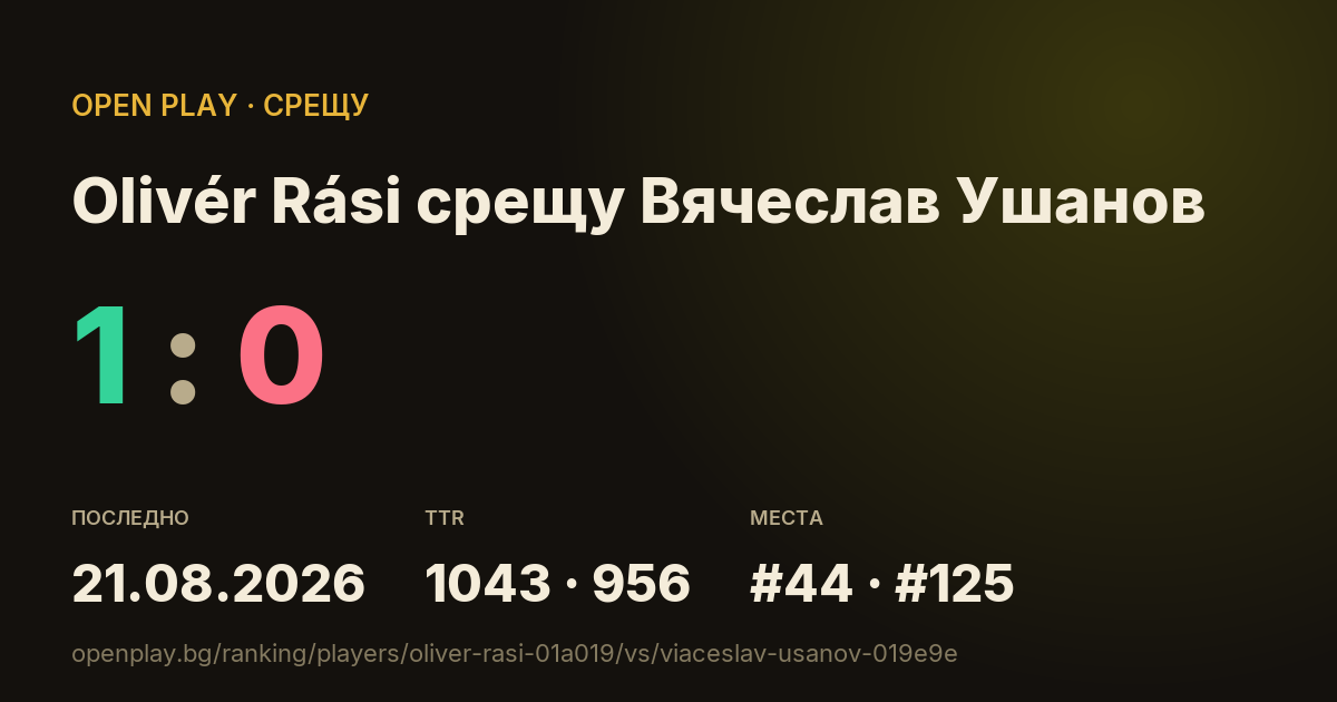 Olivér Rási срещу Вячеслав Ушанов в OPEN PLAY