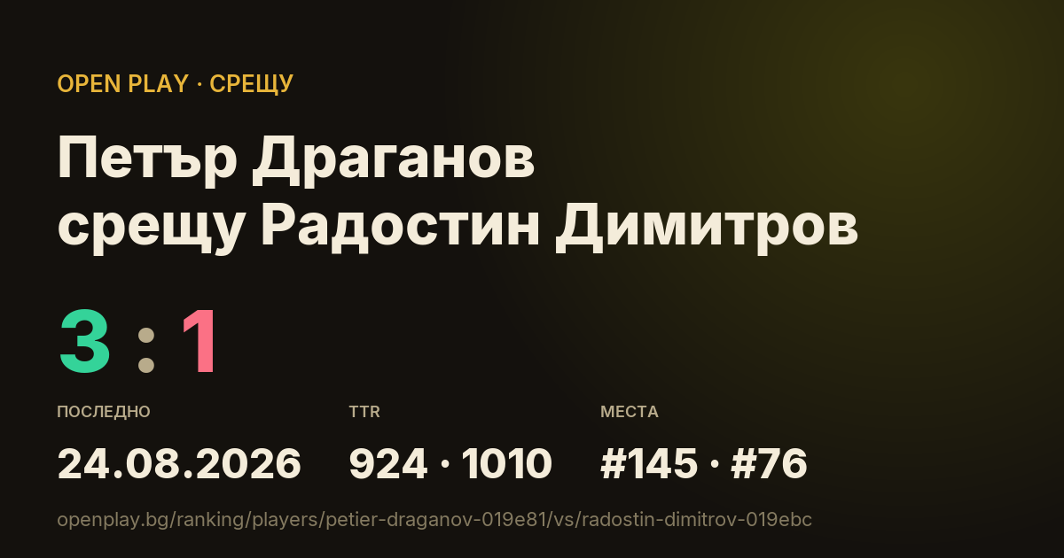 Петър Драганов срещу Радостин Димитров в OPEN PLAY