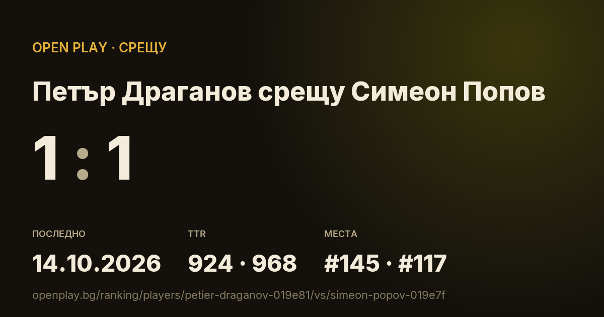 Петър Драганов срещу Симеон Попов в OPEN PLAY