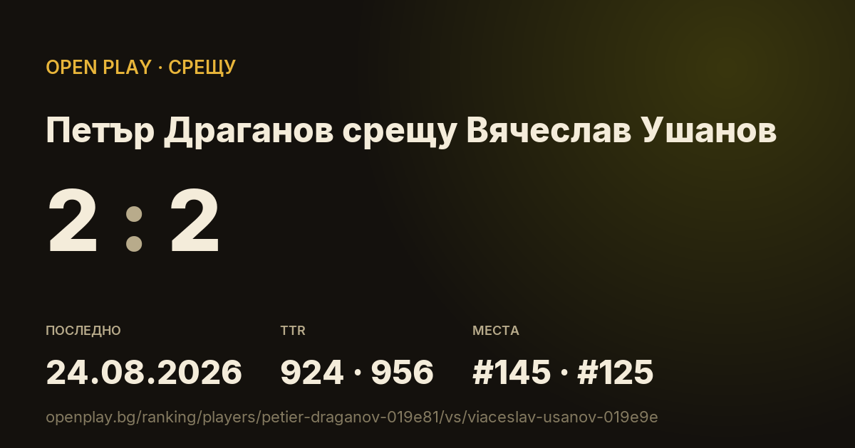 Петър Драганов срещу Вячеслав Ушанов в OPEN PLAY