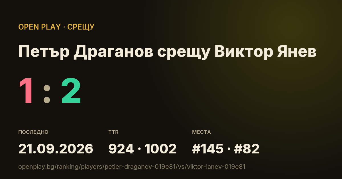 Петър Драганов срещу Виктор Янев в OPEN PLAY