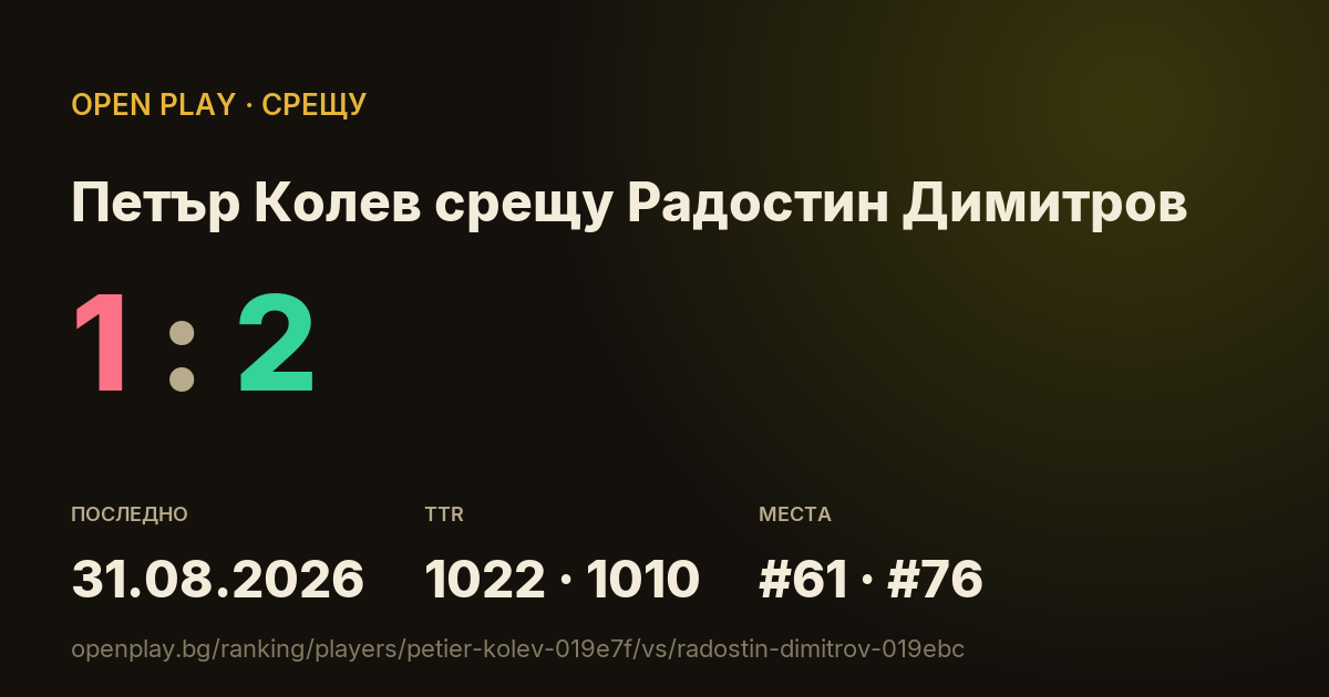 Петър Колев срещу Радостин Димитров в OPEN PLAY