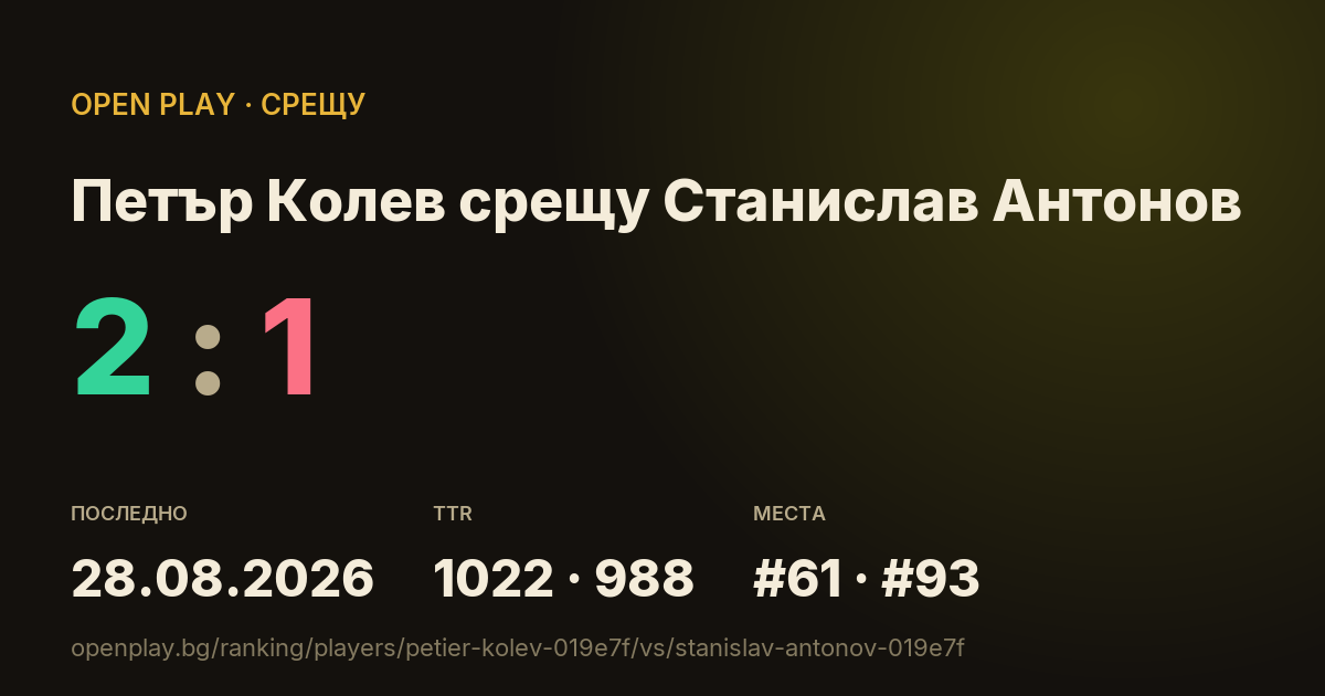 Петър Колев срещу Станислав Антонов в OPEN PLAY