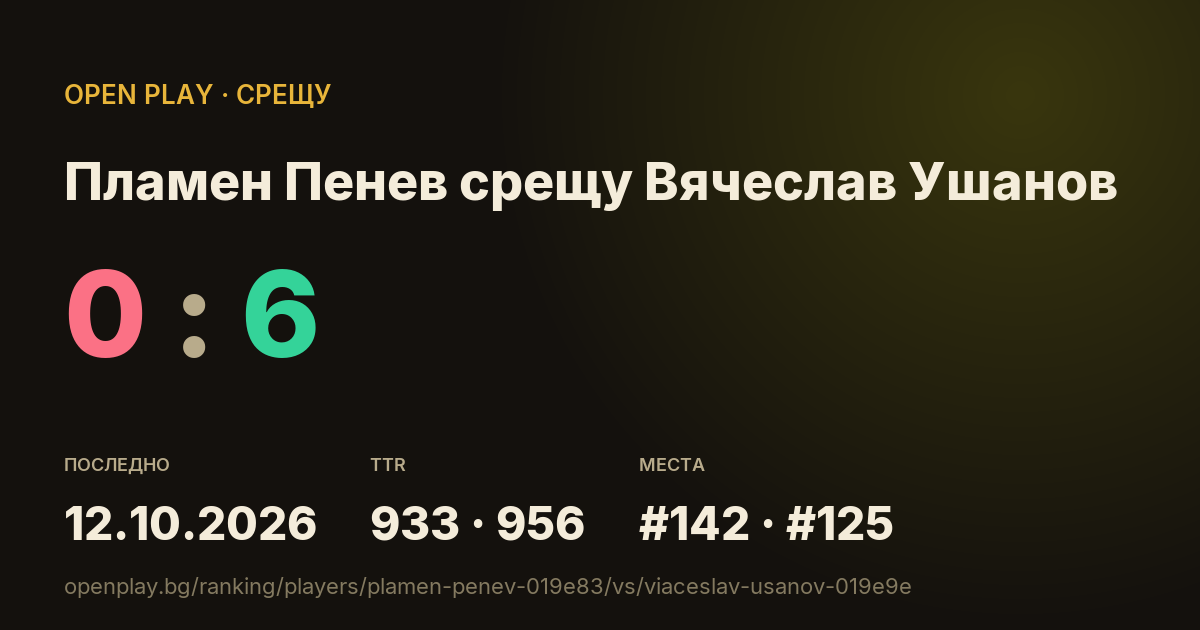 Пламен Пенев срещу Вячеслав Ушанов в OPEN PLAY