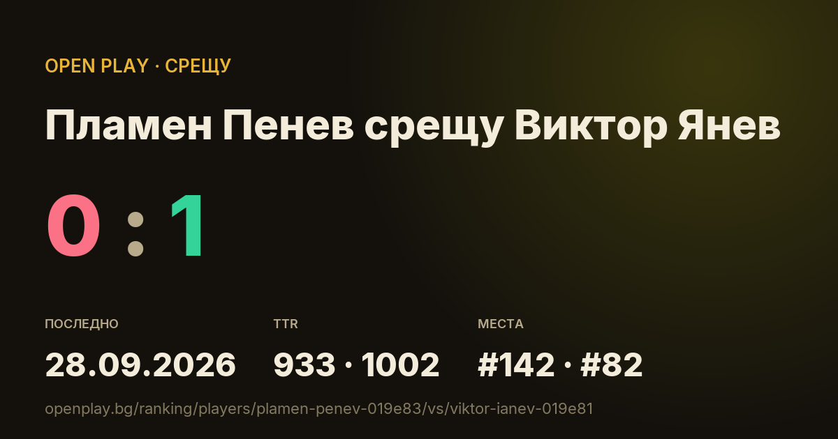 Пламен Пенев срещу Виктор Янев в OPEN PLAY
