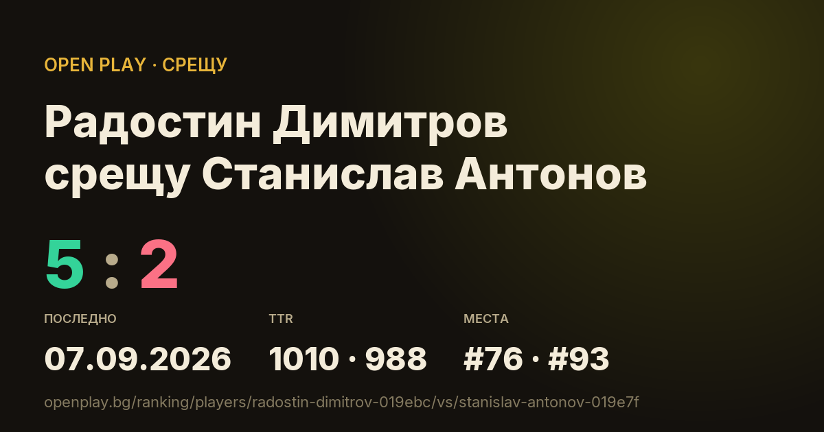 Радостин Димитров срещу Станислав Антонов в OPEN PLAY