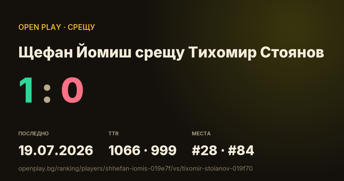 Щефан Йомиш срещу Тихомир Стоянов в OPEN PLAY