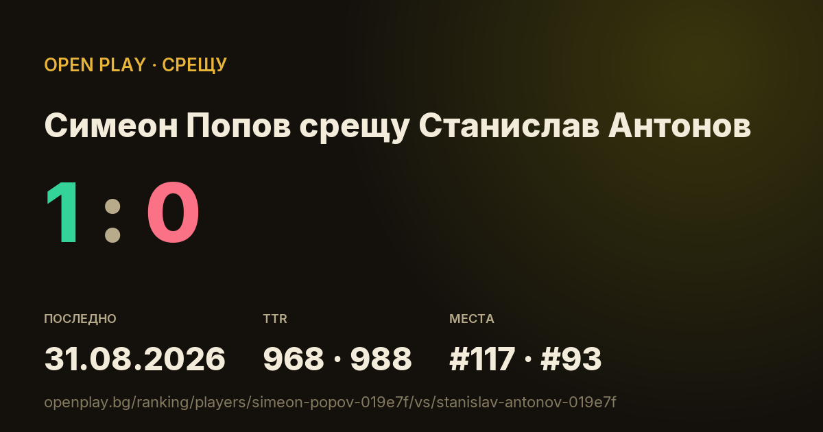 Симеон Попов срещу Станислав Антонов в OPEN PLAY