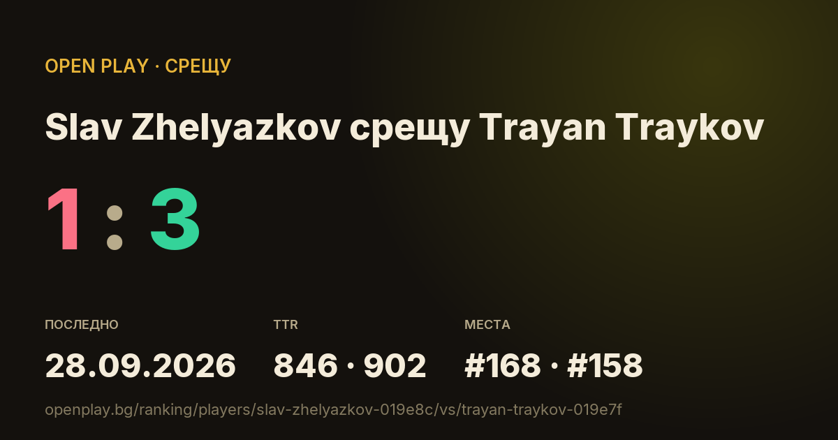 Slav Zhelyazkov срещу Trayan Traykov в OPEN PLAY
