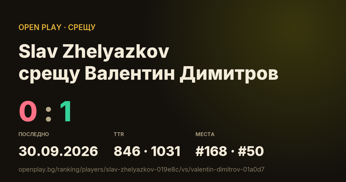 Slav Zhelyazkov срещу Валентин Димитров в OPEN PLAY
