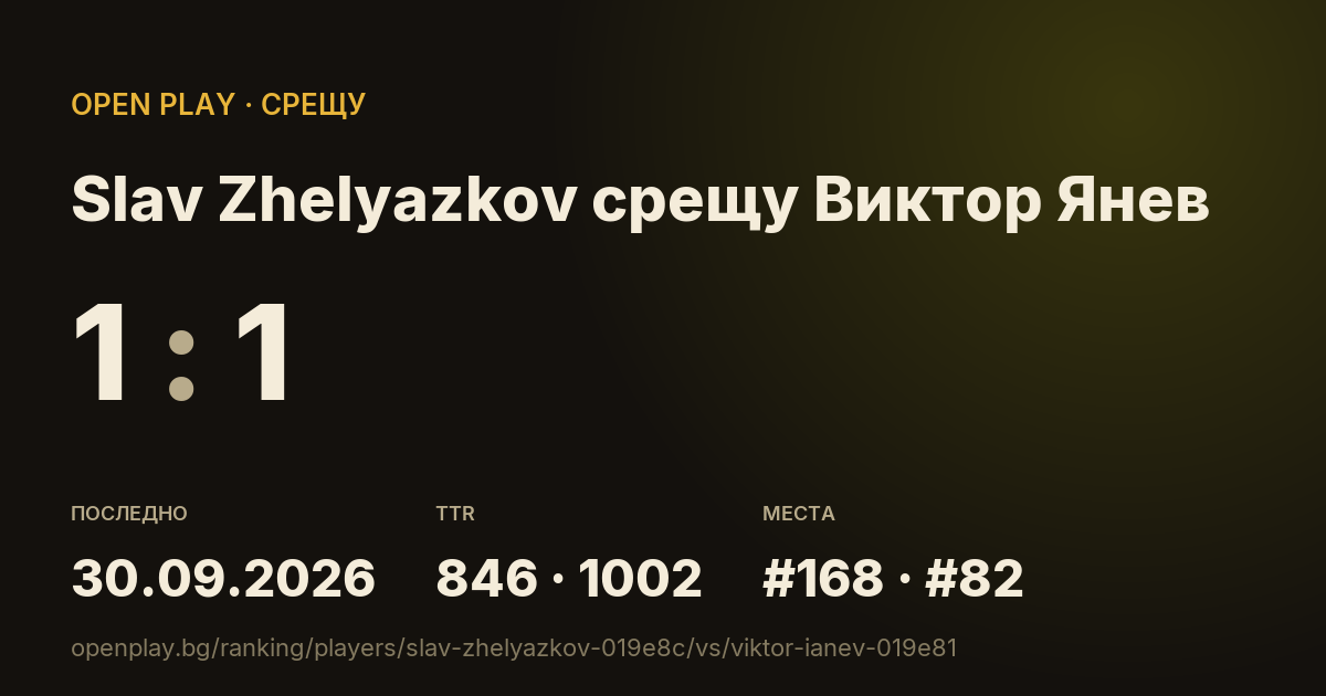 Slav Zhelyazkov срещу Виктор Янев в OPEN PLAY