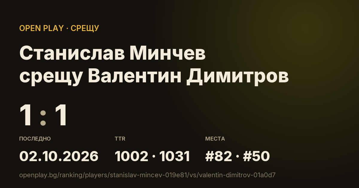 Станислав Минчев срещу Валентин Димитров в OPEN PLAY