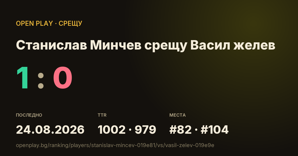 Станислав Минчев срещу Васил желев в OPEN PLAY