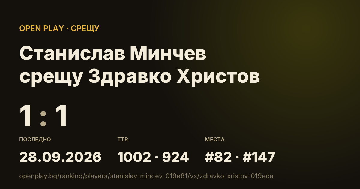 Станислав Минчев срещу Здравко Христов в OPEN PLAY