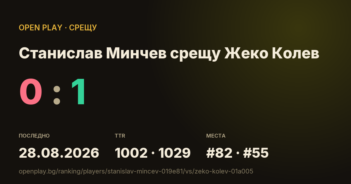 Станислав Минчев срещу Жеко Колев в OPEN PLAY