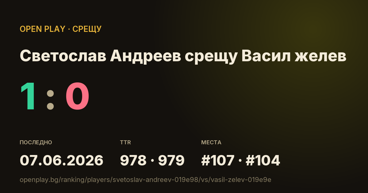 Светослав Андреев срещу Васил желев в OPEN PLAY