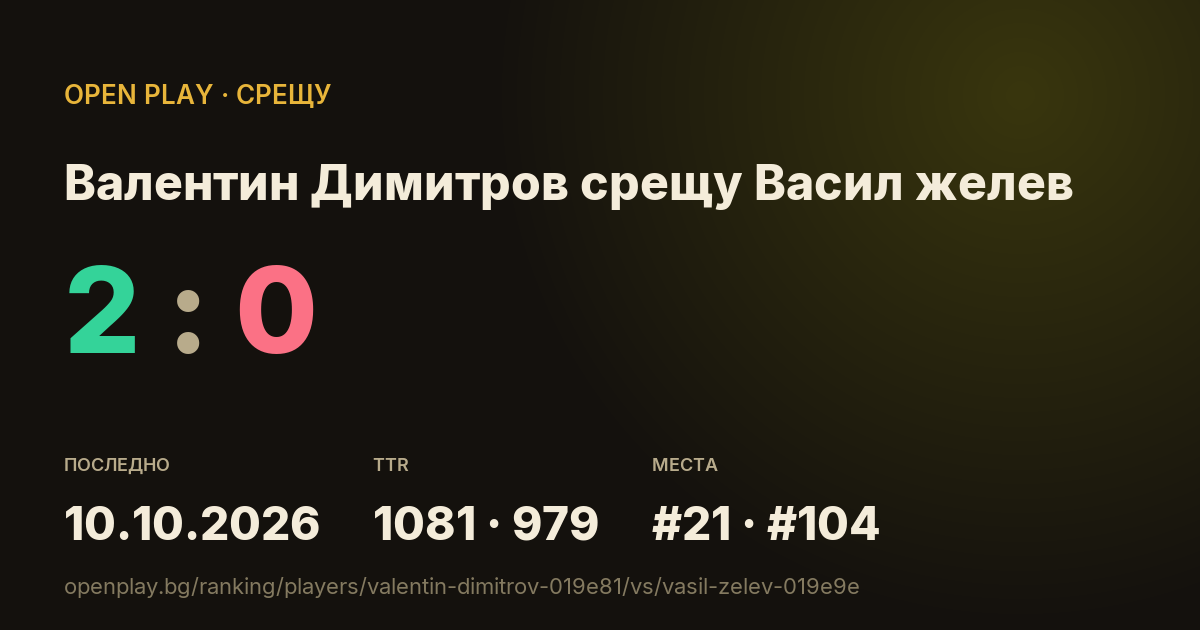 Валентин Димитров срещу Васил желев в OPEN PLAY
