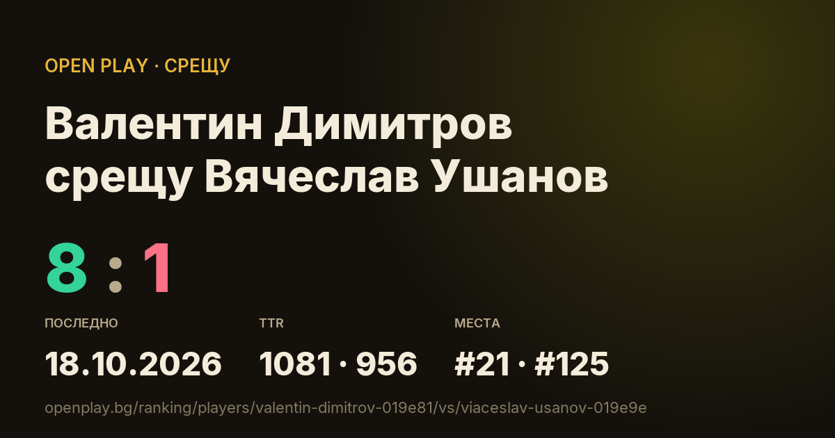 Валентин Димитров срещу Вячеслав Ушанов в OPEN PLAY