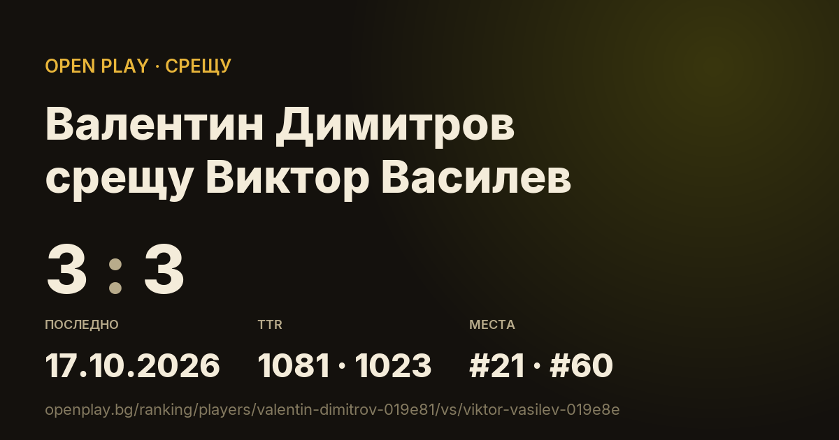 Валентин Димитров срещу Виктор Василев в OPEN PLAY