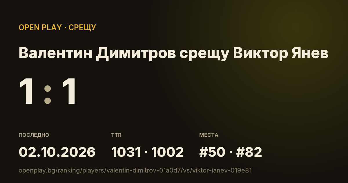Валентин Димитров срещу Виктор Янев в OPEN PLAY