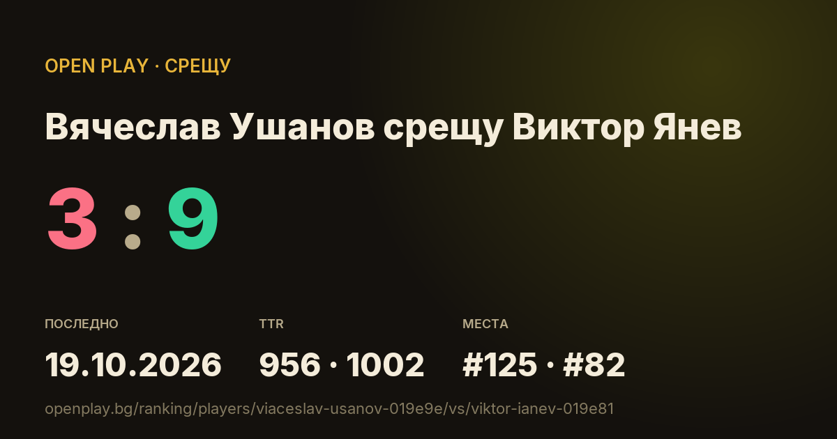 Вячеслав Ушанов срещу Виктор Янев в OPEN PLAY